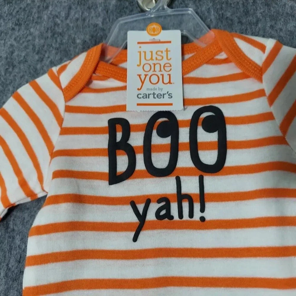 Carters One Piece Set 3 Month Boo Halloween‎ Yah  Long Sleeve Snap Pull On Pants